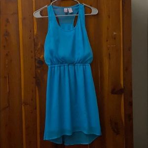 turquoise high-low racerback gauze dress